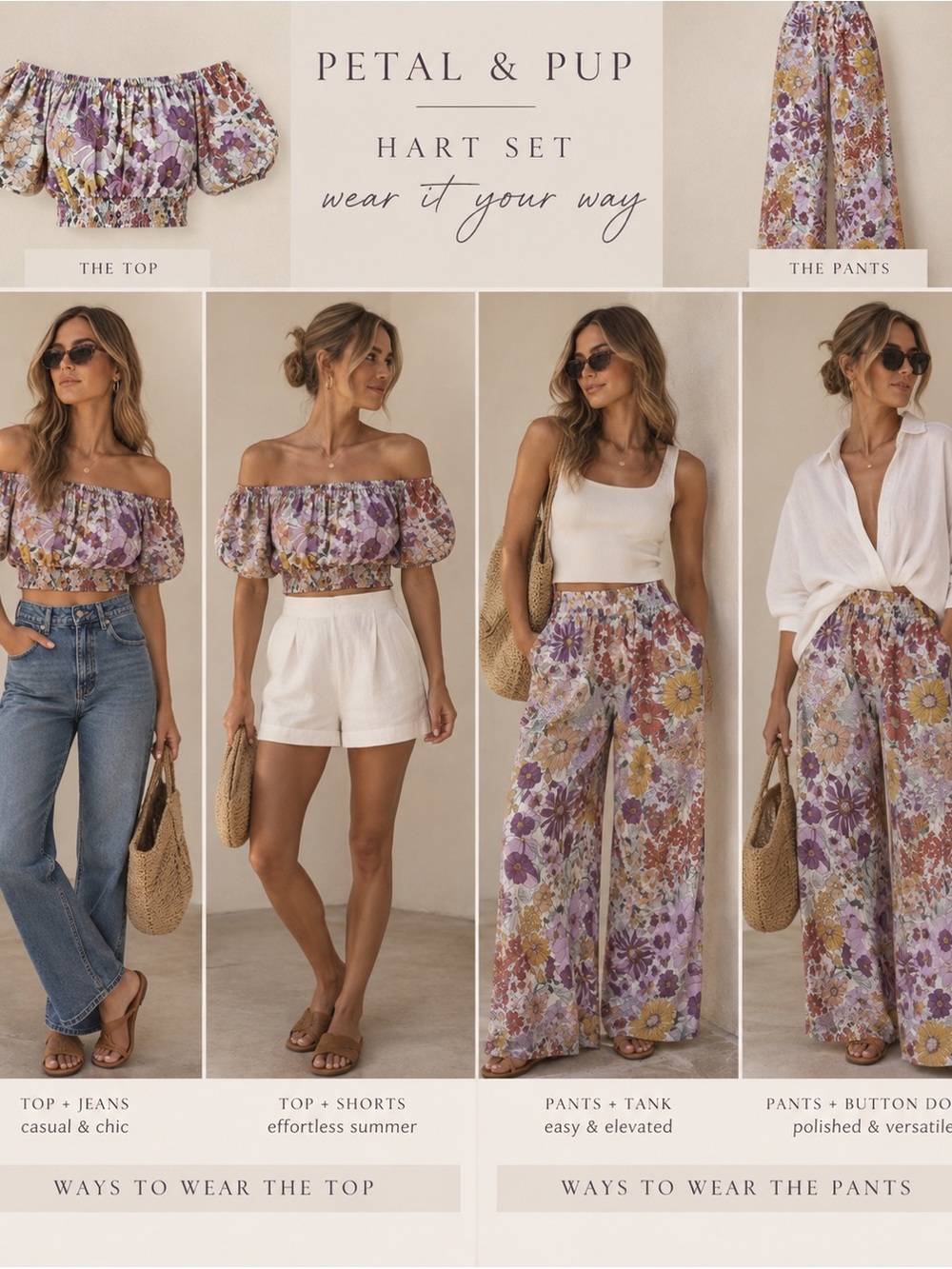 Petal & Pup Hart Floral Pant & Crop Top Matching Set Purple Size 0 - Picture 6 of 6